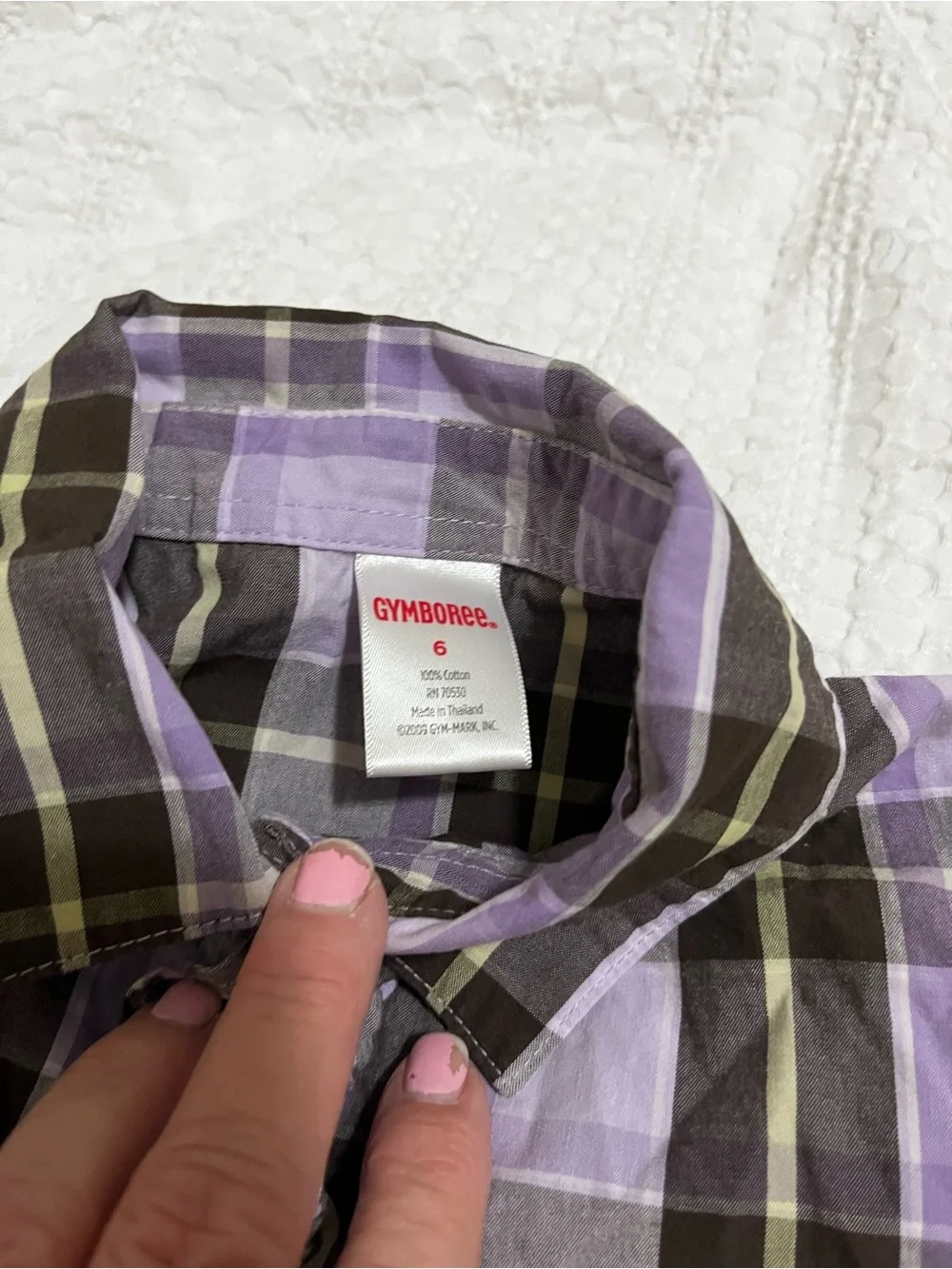 Gymboree Lavender Plaid Button-Front Shirt Dress Tie Waist Ruffle Placket Sz 6